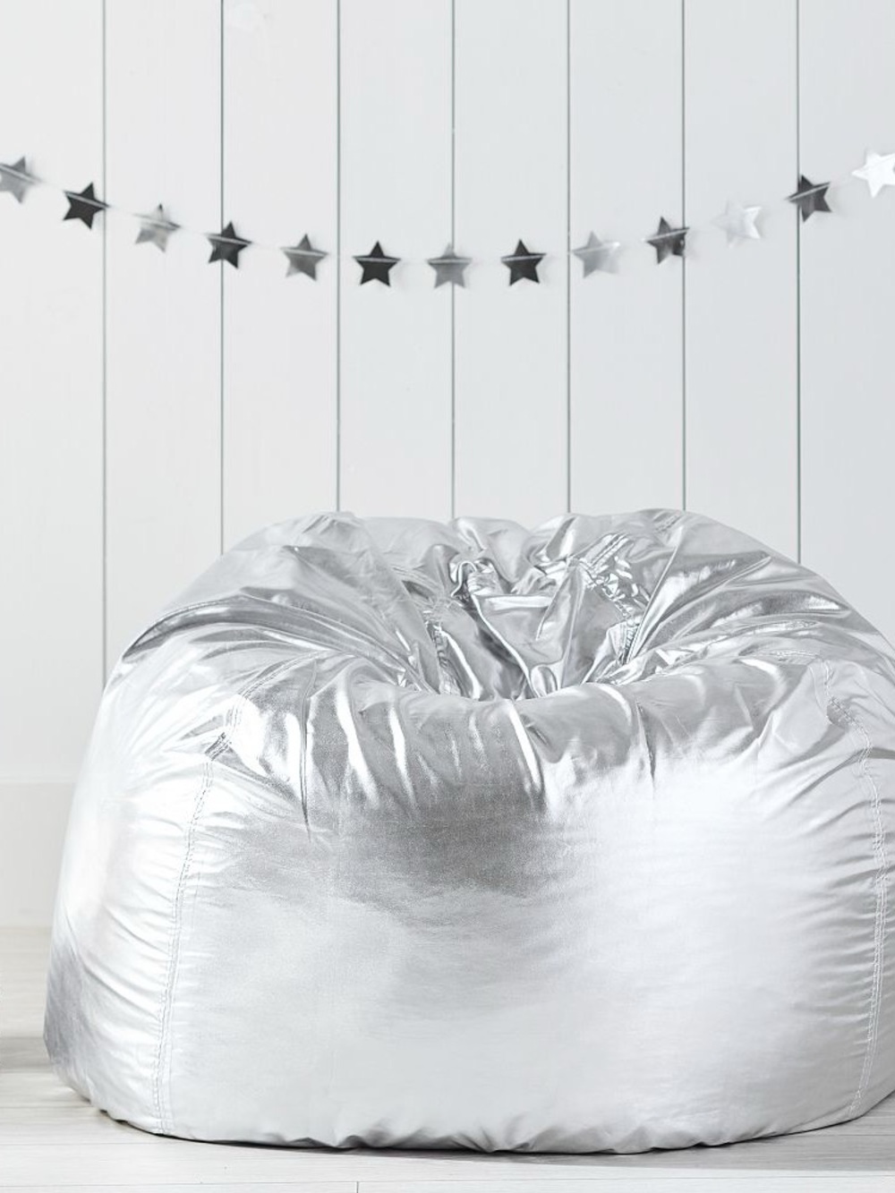 PBteen Large Silver Metallic Bean bag Chair Cover
